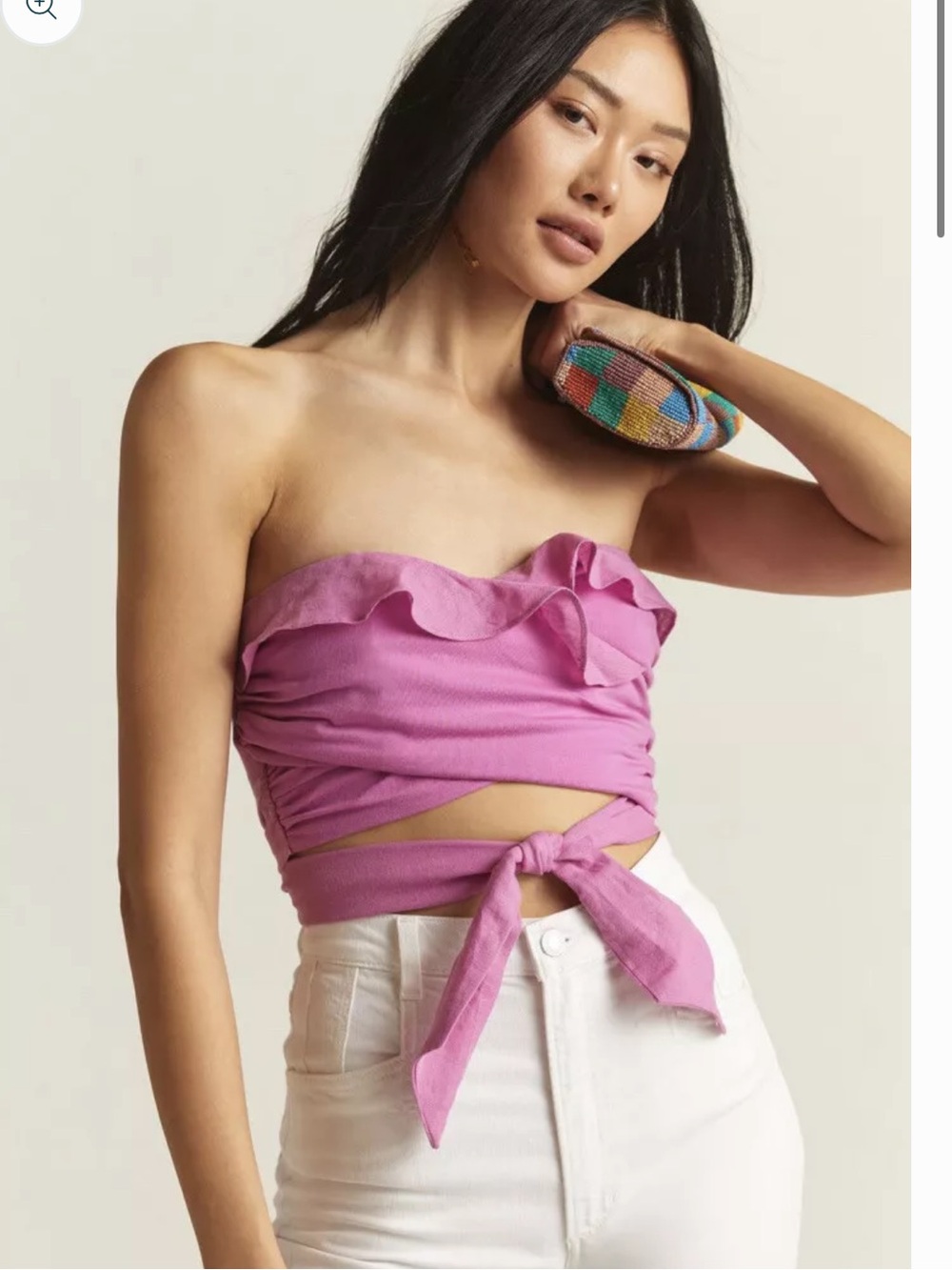 Anthropologie Pink Ruffle Wrap Top